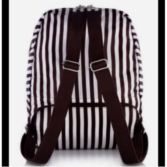 NEW NWT Henri Bendel Zip-Around Packable Backpack Brown Stripe Travel Bag - Picture 4 of 9